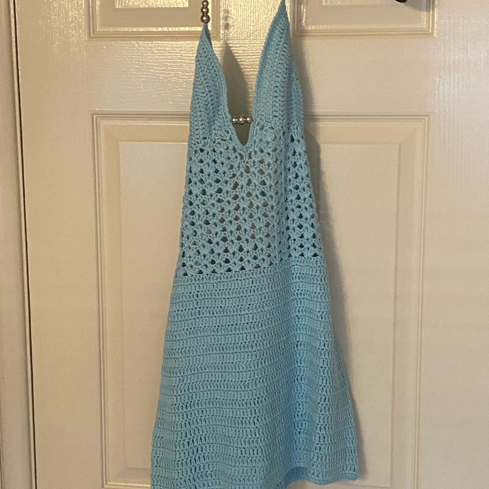 Outcast Eviana Elegant Blue Crochet Dress